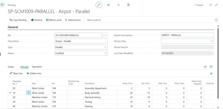 Routing Setup Page in Business Central