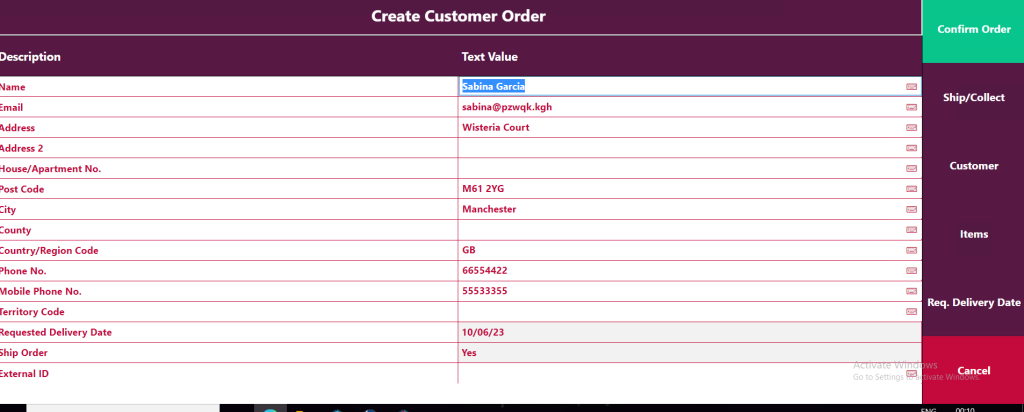 Customer Order Finalization and payment
