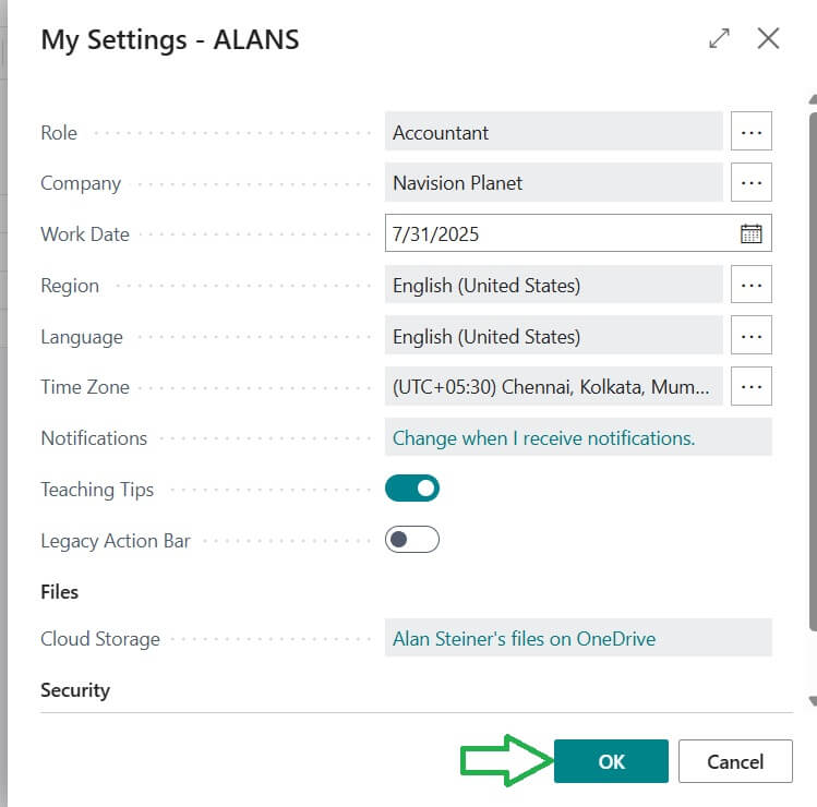 After company selection Opening new Company in Business Central