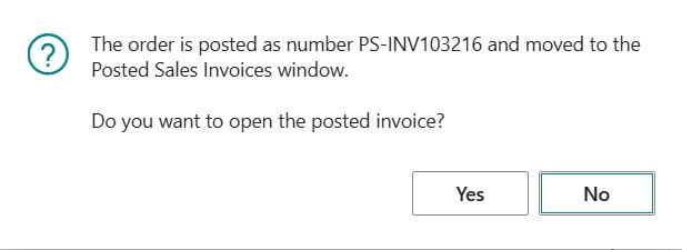 After posted SI confirmation message to open posted SI document
