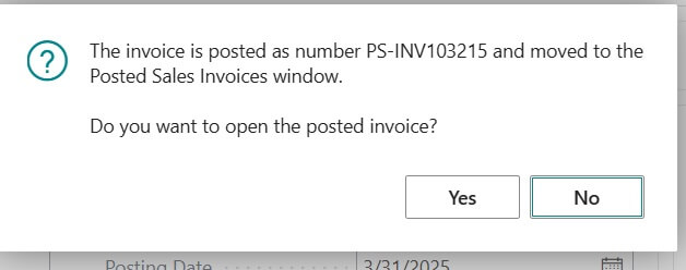 After posting confirmation message to open directly