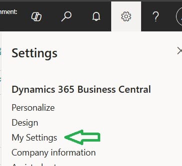 My Settings in Business Central