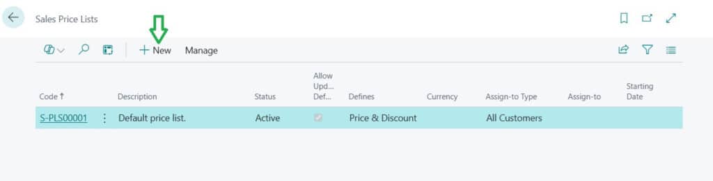 Sales Price List in Business Central