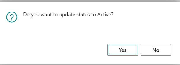 Sales price Status activate confirmation