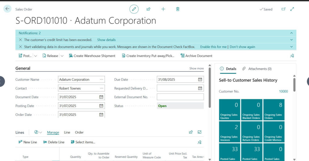 credit Limit exceed warning message