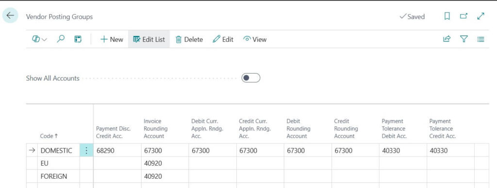 vendor Posting Group in Business Central
