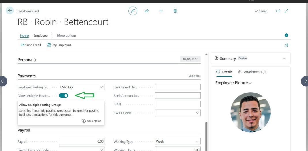 Alternative Posting Groups for Employees in Business Central
