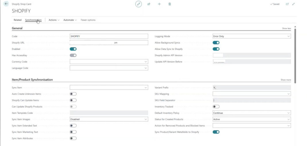 How to Set Up Business Central Shopify Connector (2026 Complete Guide) Shopify card in D365 Business Central