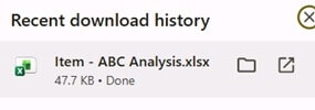 Item ABC Analysis report in download list